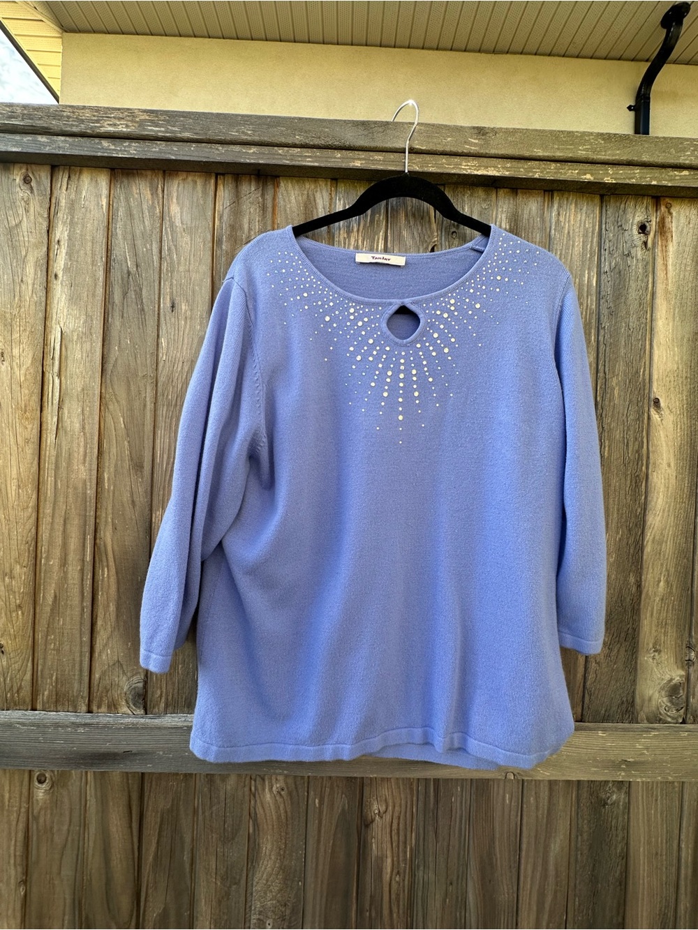 TanJay Lilac Rhinestone Keyhole Pullover